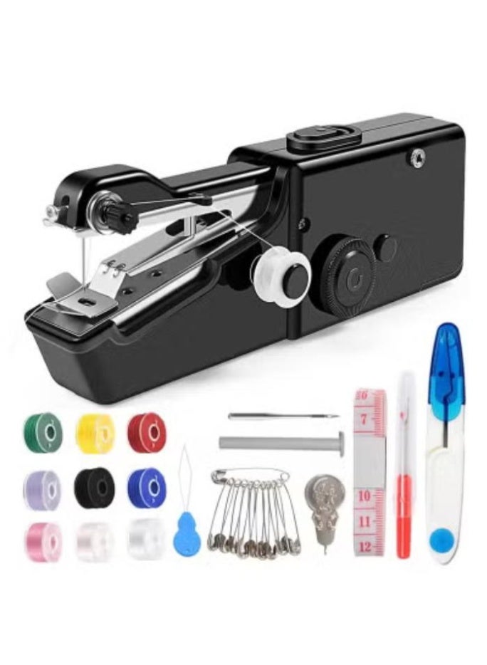 Arabest Handheld Sewing Machine, Mini Sewing Machine Handheld for Adults Quick Stitching, Portable Sewing Machine with Sewing Kits for Clothes, Jeans, DIY, Home, Travel (Black) - Image 1