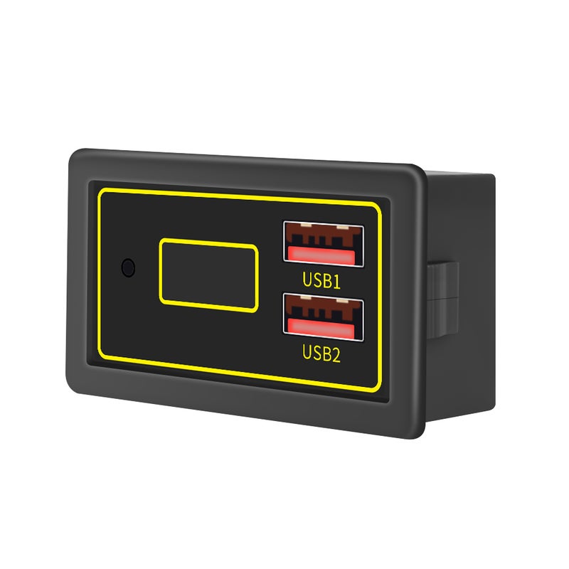 آلة مؤشر جهد بطارية السيارة والشحن بموجهات USB مزدوجة تدعم بروتوكولات الشحن السريع السائدة - Image 1