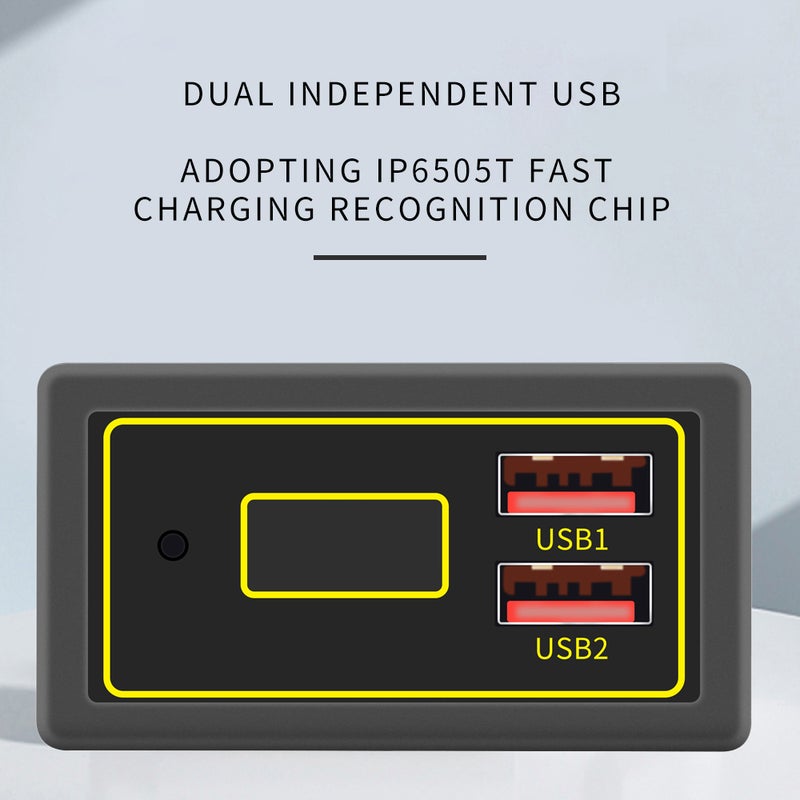 آلة مؤشر جهد بطارية السيارة والشحن بموجهات USB مزدوجة تدعم بروتوكولات الشحن السريع السائدة - Image 5
