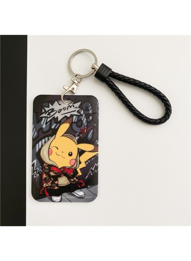 NIBEMINENT 1 - Piece Pikachu Kpop Photo Card Holder Pendant Key Chain ID Badge Holder ID Card Holder Photo Card Protector for School ID Office ID Access Card for Women Girls
