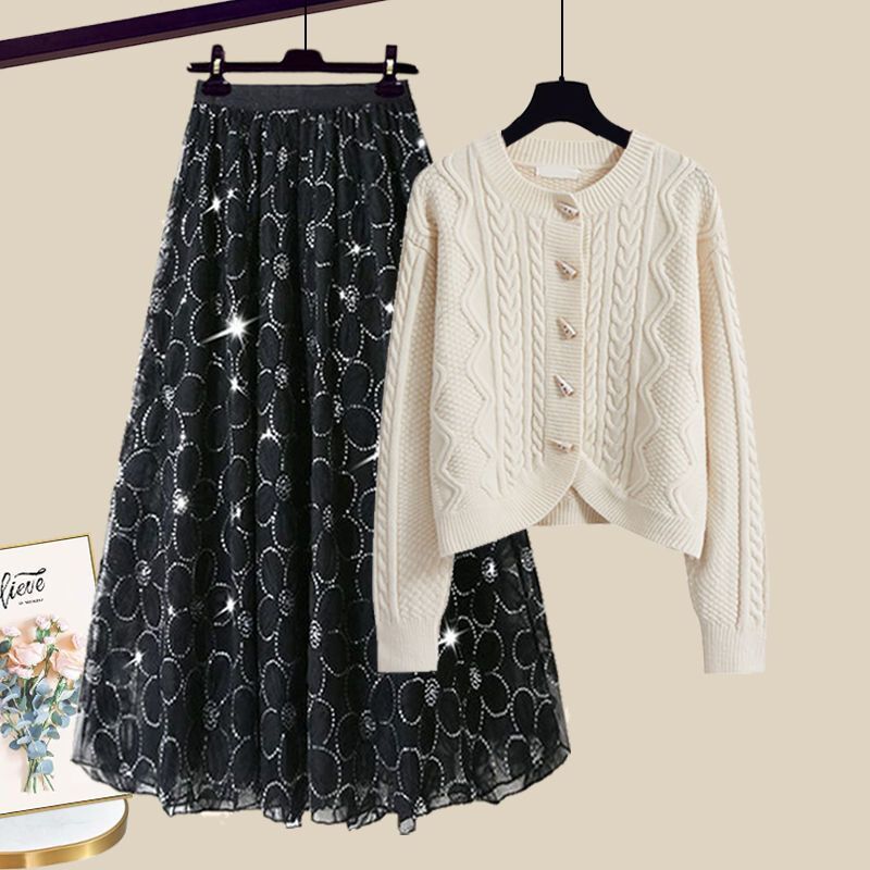 Small Milk Wear Women'S Belly Covering Sweater Skirt Set Skirt Two-Piece Set - Image 5