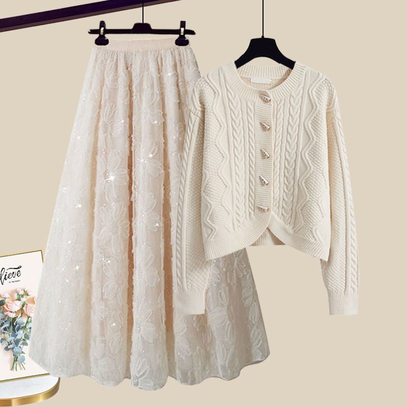 Small Milk Wear Women'S Belly Covering Sweater Skirt Set Skirt Two-Piece Set - Image 2