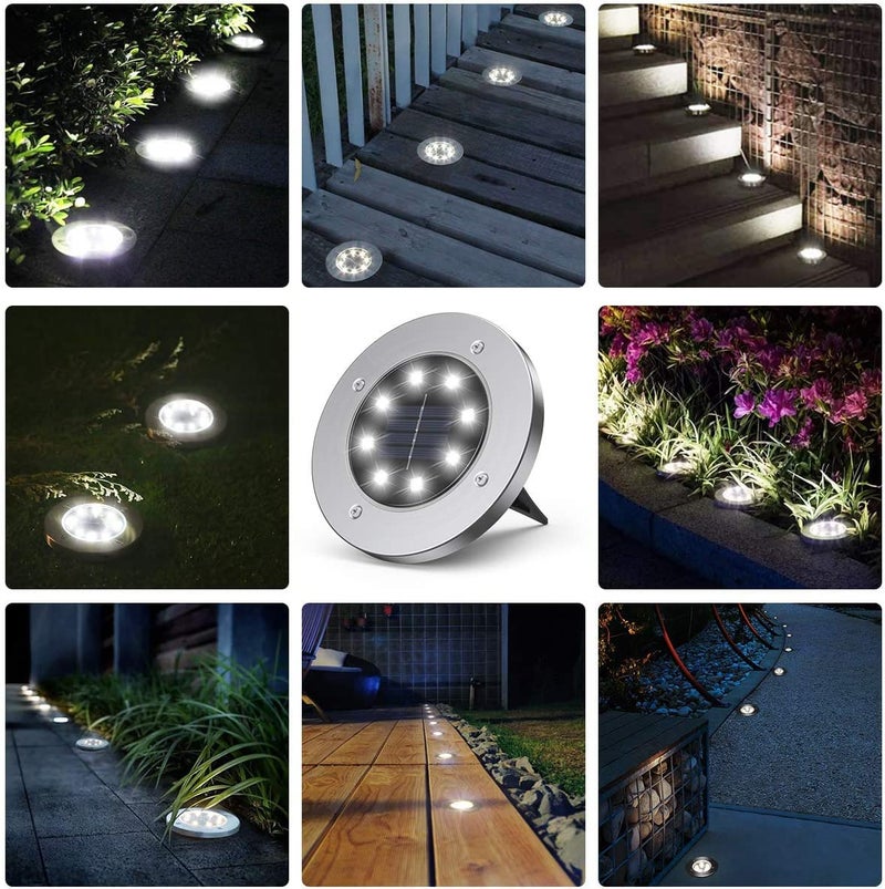 Solar Outdoor Floor Lights IP65 Waterproof Solar Garden Lights LED Solar Lights Landscape Lighting Garden Yard Path 8 LED White 8 - Image 3