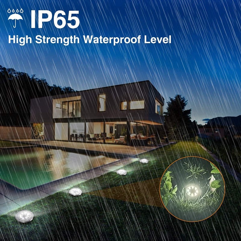 Solar Outdoor Floor Lights IP65 Waterproof Solar Garden Lights LED Solar Lights Landscape Lighting Garden Yard Path 8 LED White 8 - Image 5