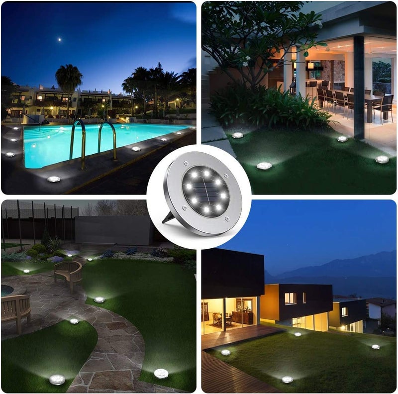 Solar Outdoor Floor Lights IP65 Waterproof Solar Garden Lights LED Solar Lights Landscape Lighting Garden Yard Path 8 LED White 8 - Image 4