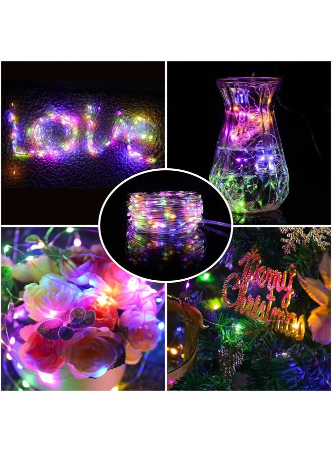 mandiq 2 Pack Fairy Lights 100 LED 33 FT Christmas Lights USB Powered Silver Wire String Lights, Mini Lights with Remote Control are Suitable for Home Decorations (Multicolor) - Image 2