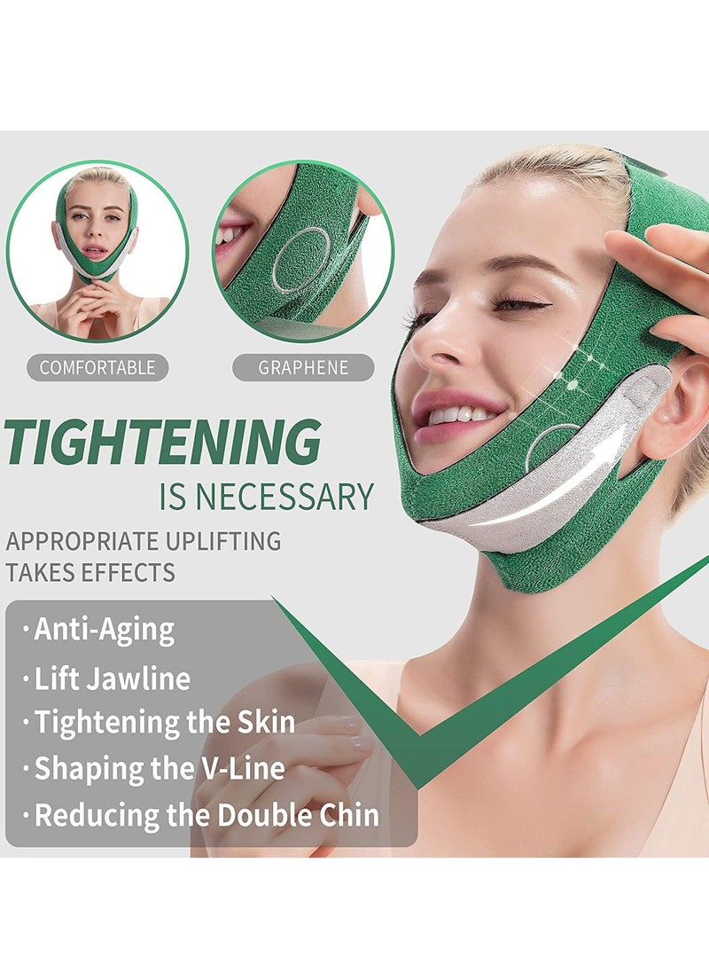 KASTWAVE Double Chin Reducer, V Line Lifting Mask, Breathable Face Slimming Strap, Reusable V-Line Face Shapes Chin Cheek Lift Up Anti Wrinkle Lifting Belt for Women Men (Green)  - Image 2