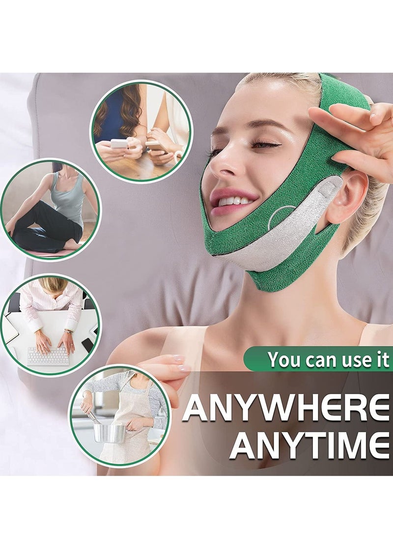 KASTWAVE Double Chin Reducer, V Line Lifting Mask, Breathable Face Slimming Strap, Reusable V-Line Face Shapes Chin Cheek Lift Up Anti Wrinkle Lifting Belt for Women Men (Green)  - Image 3