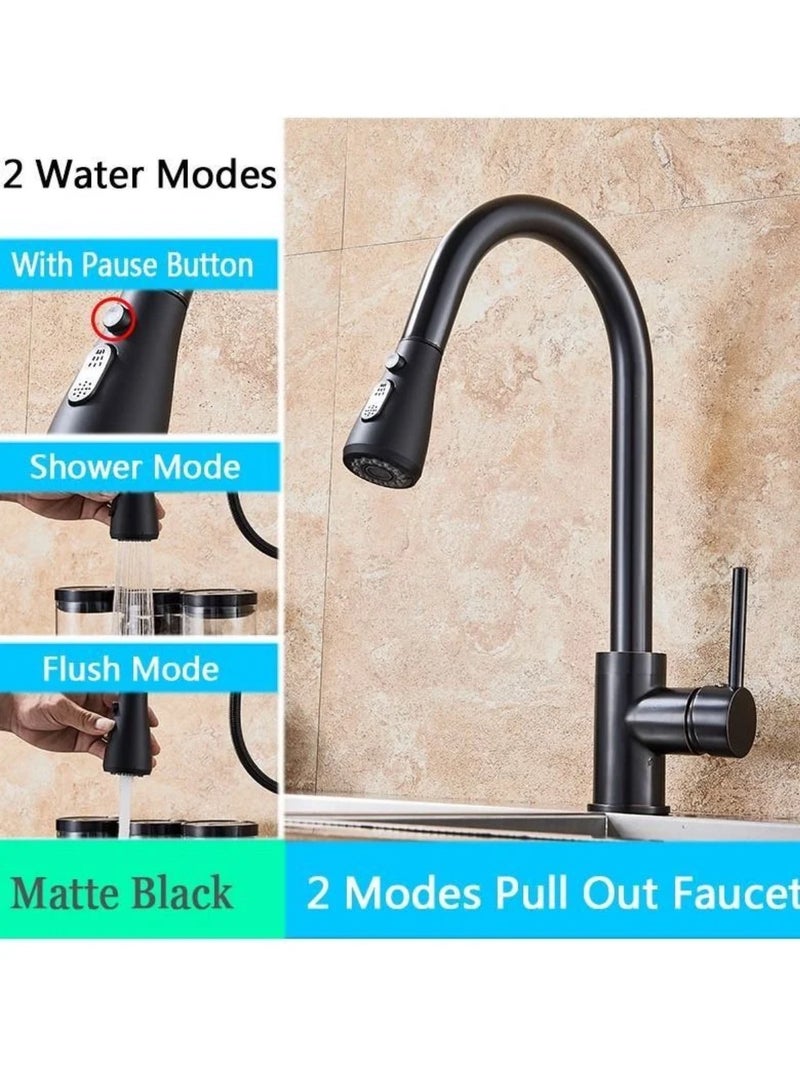 Kitchen Faucets with Pull down Sprayer Single Handle Kitchen Faucet 360° Stainless Kitchen Sprayer with 2 Spraying Modes - Image 3