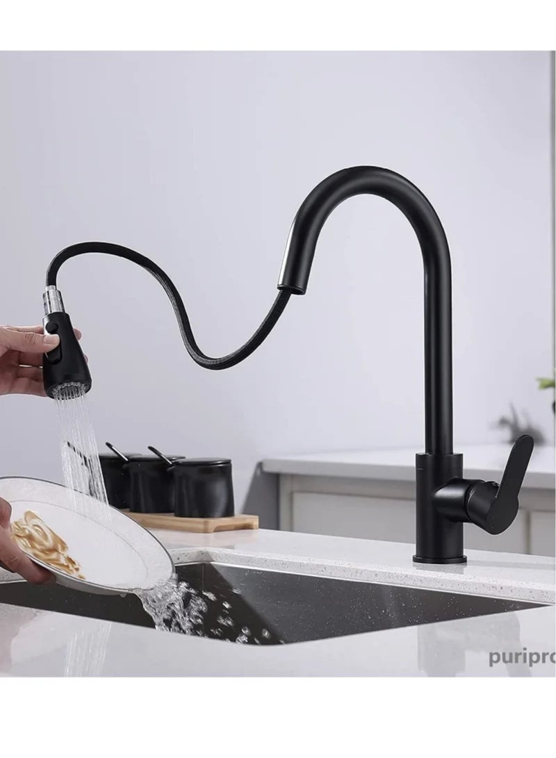 Kitchen Faucets with Pull down Sprayer Single Handle Kitchen Faucet 360° Stainless Kitchen Sprayer with 2 Spraying Modes - Image 4