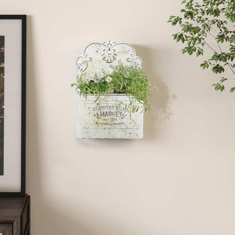 All Chic Metal Wall Planter Wall Mount Planter Wall Haning Planter Outdoor Metal Wall Planter Wall Vases for Flowers Shabby Chic Wall Decor for Rustic Farmhouse - Image 4