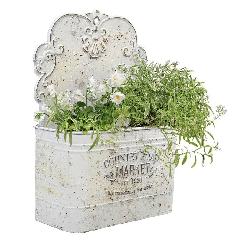 All Chic Metal Wall Planter Wall Mount Planter Wall Haning Planter Outdoor Metal Wall Planter Wall Vases for Flowers Shabby Chic Wall Decor for Rustic Farmhouse - Image 1