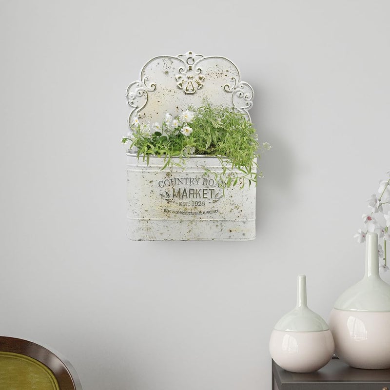 All Chic Metal Wall Planter Wall Mount Planter Wall Haning Planter Outdoor Metal Wall Planter Wall Vases for Flowers Shabby Chic Wall Decor for Rustic Farmhouse - Image 5