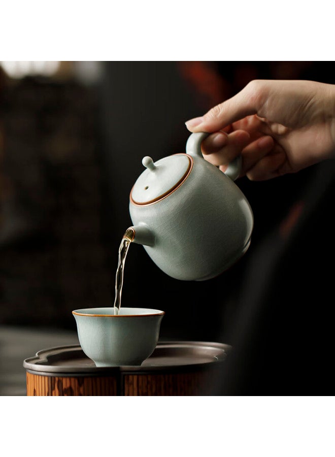 Tangfeng Li Guilian Ru Kiln Tea Set High-end Gift Tea Set Full Set Song Yun Mo Shang Huakai 13-piece Gift Box - Image 5