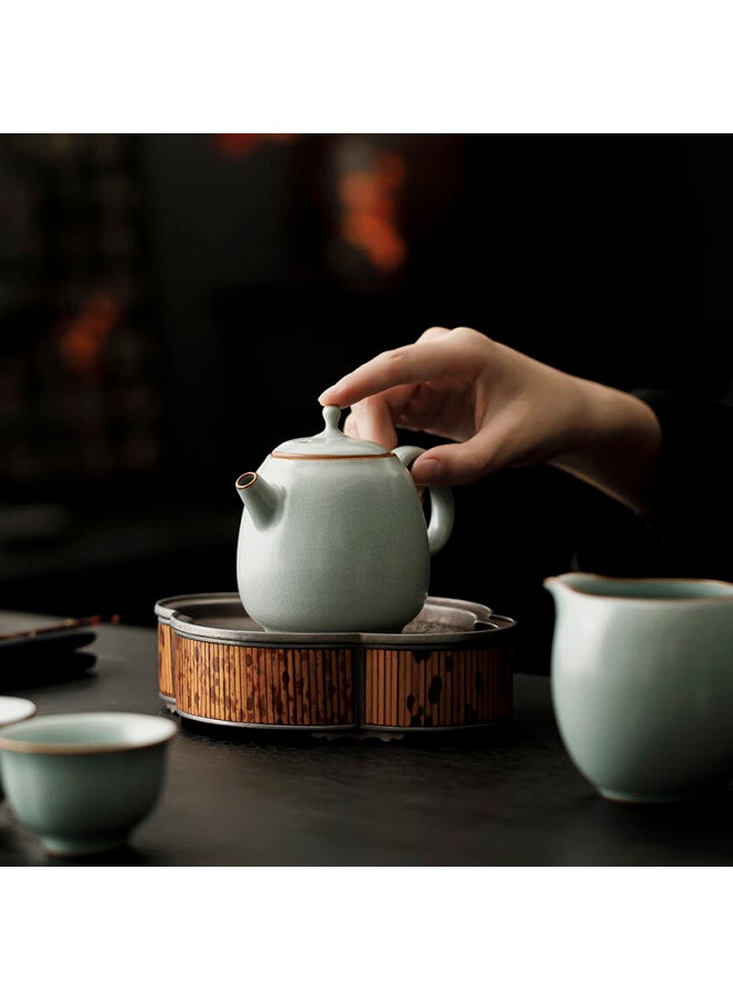 Tangfeng Li Guilian Ru Kiln Tea Set High-end Gift Tea Set Full Set Song Yun Mo Shang Huakai 13-piece Gift Box - Image 2