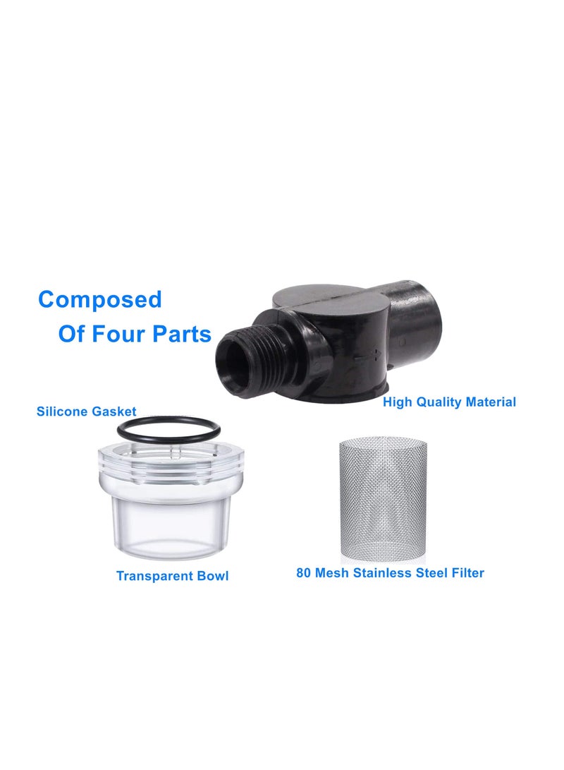 2 Pcs Twist-On Pipe Water Pump Strainer, RV Water Pump Filter Compatible With Shurflo Or Wfco,1/2 Inch Npsm Inlet/Outlet With 80 Mesh Stainless Steel Filter Screen For RV Marine Replacement - Image 3