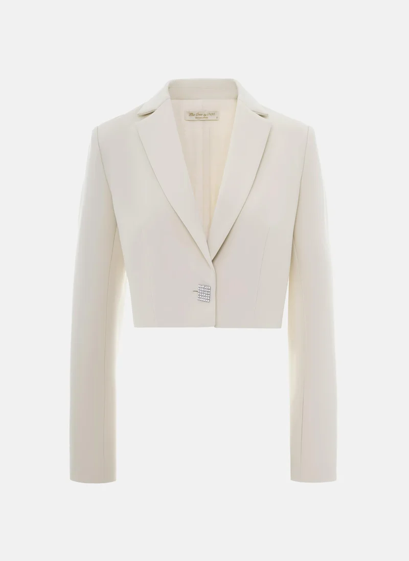 Lichi Cropped jacket with rhinestone button