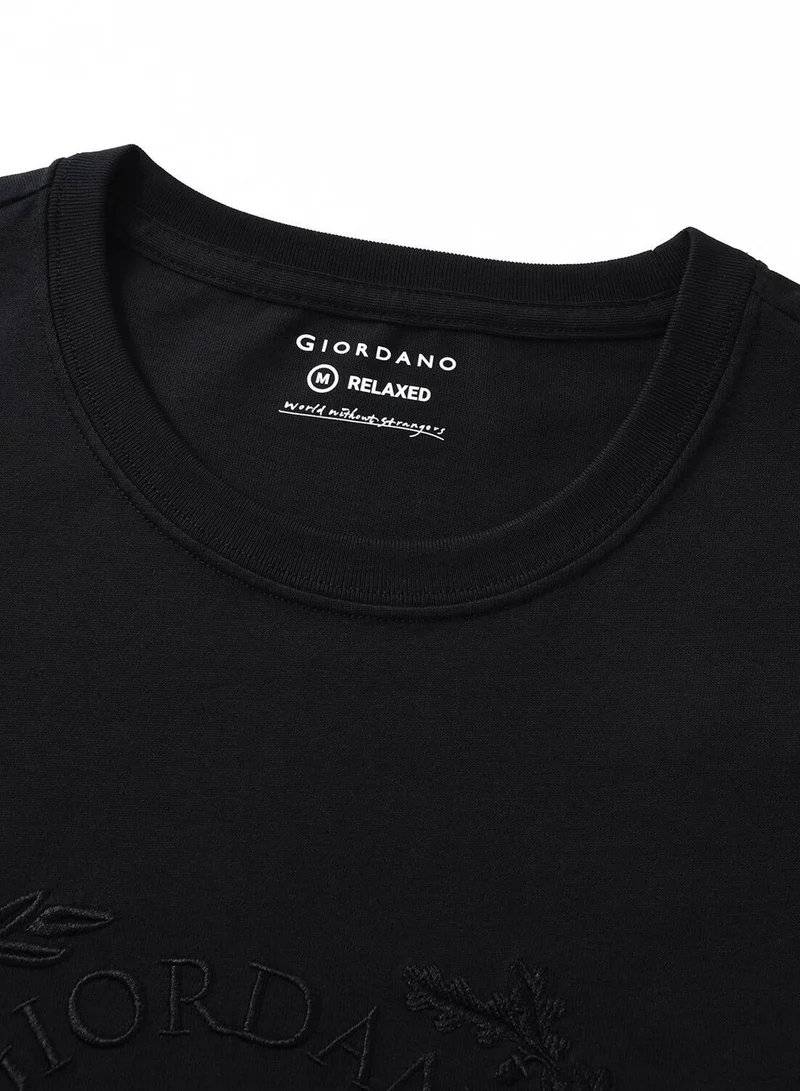 GIORDANO  Men’s Relaxed Fit Printed Crew Neck Cotton Jersey Tee for Men | Best Price UAE