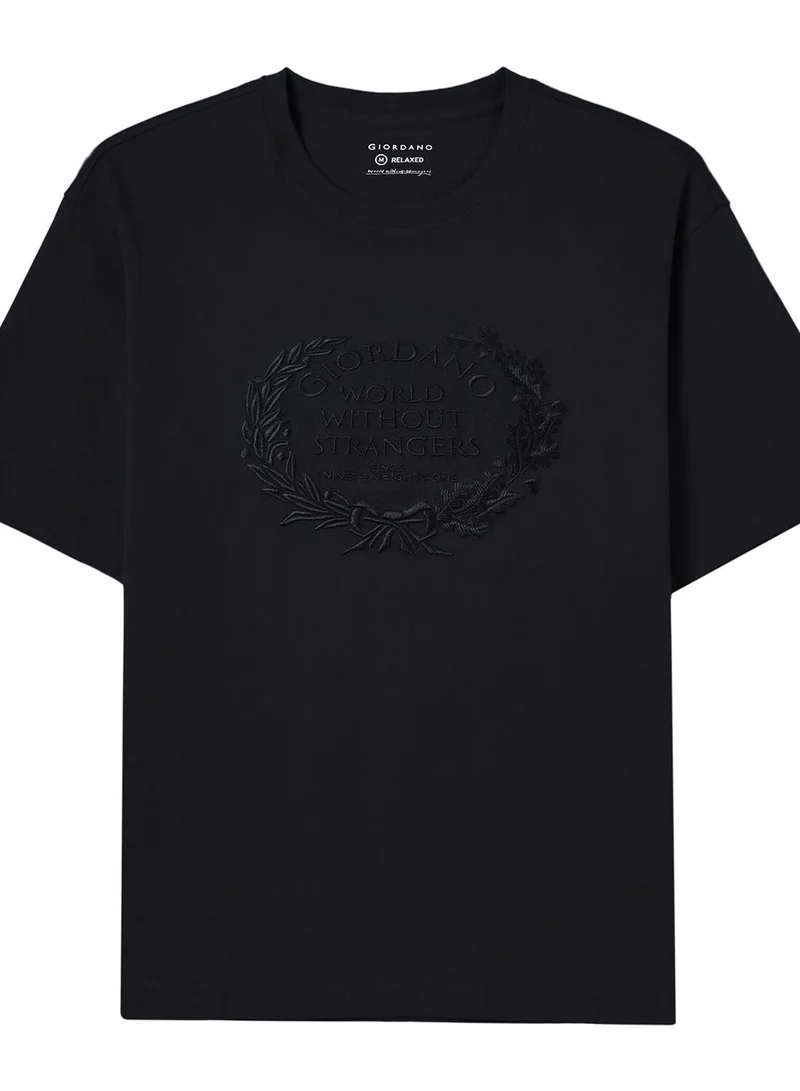 GIORDANO Men’s Relaxed Fit Printed Crew Neck Cotton Jersey Tee