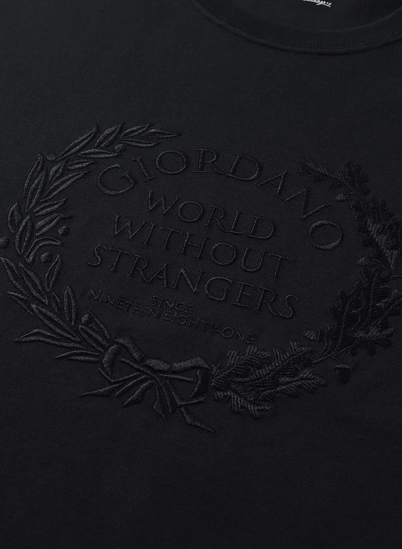 GIORDANO  Men’s Relaxed Fit Printed Crew Neck Cotton Jersey Tee for Men | Best Price UAE