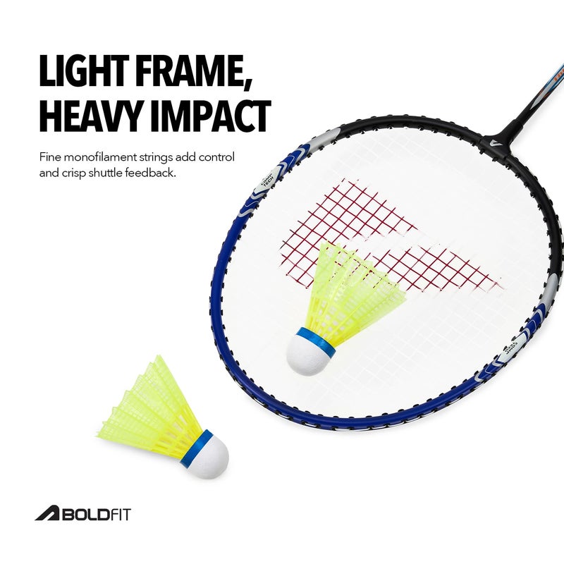 BOLDFIT Badminton Rackets Aluminium Badminton Racket with Full Cover Bag Standard Shuttle Bat Match Shuttle Bats Lightweight Badminton Shuttle Bat - Blue - Image 4
