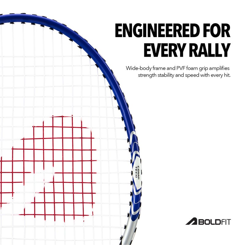 BOLDFIT Badminton Rackets Aluminium Badminton Racket with Full Cover Bag Standard Shuttle Bat Match Shuttle Bats Lightweight Badminton Shuttle Bat - Blue - Image 3