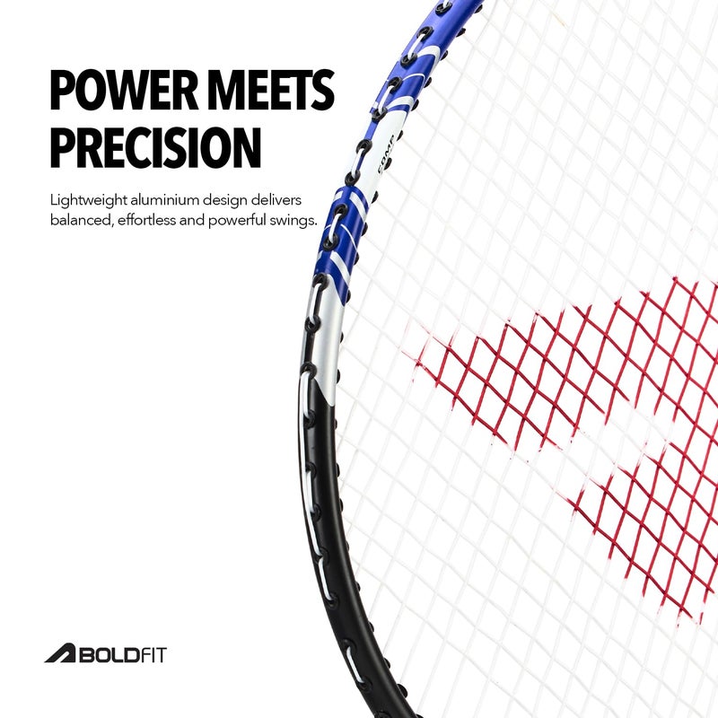 BOLDFIT Badminton Rackets Aluminium Badminton Racket with Full Cover Bag Standard Shuttle Bat Match Shuttle Bats Lightweight Badminton Shuttle Bat - Blue - Image 2