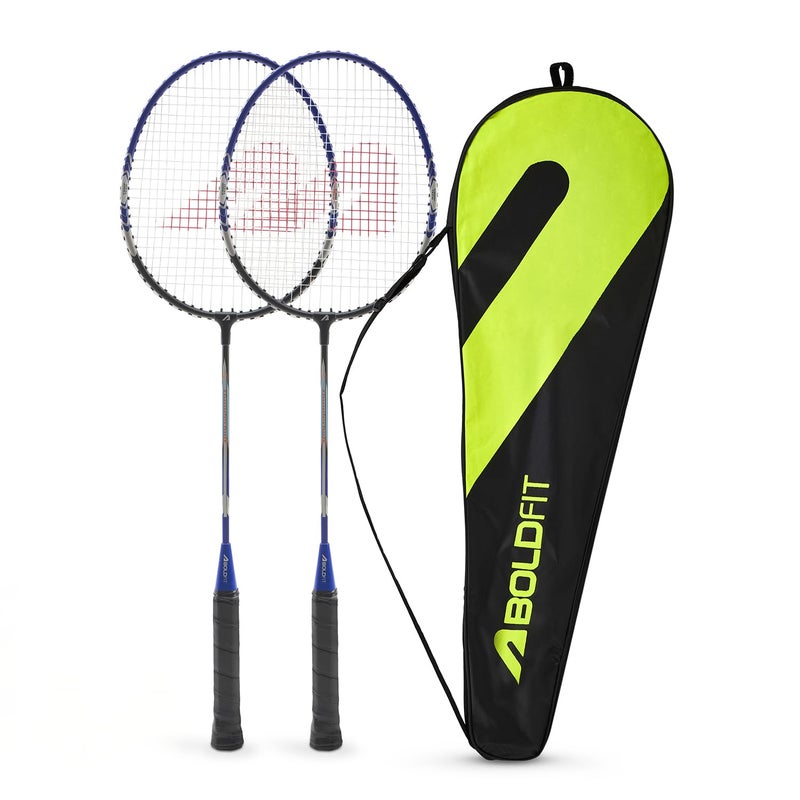 BOLDFIT Badminton Rackets Aluminium Badminton Racket with Full Cover Bag Standard Shuttle Bat Match Shuttle Bats Lightweight Badminton Shuttle Bat - Blue - Image 1