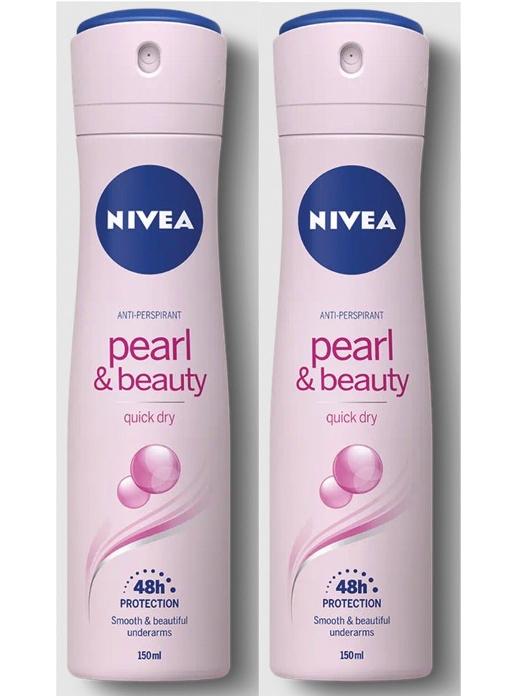 Nivea Pack Of 2 Pearl And Beauty Antiperspirant Spray 150ml