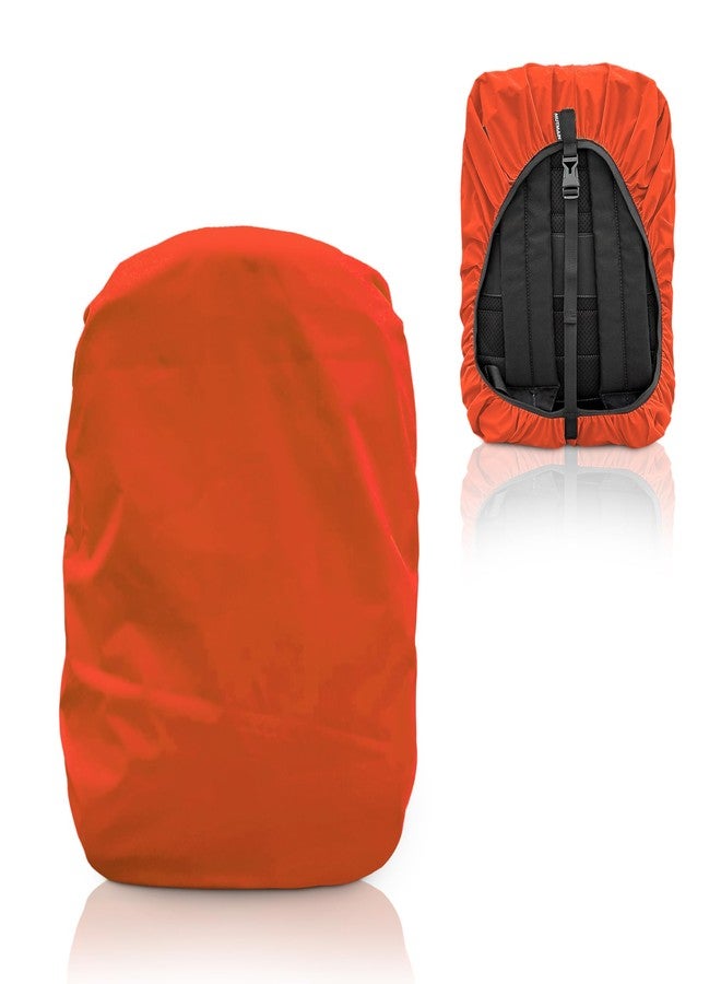 MUTMAIN Bag Cover Waterproof 25L to 35L PU Coated Rain Cover for Backpack with Adjustable Buckle, Dust Proof School Bag, Laptop Bag, Office Bag Cover (Orange) - Image 1