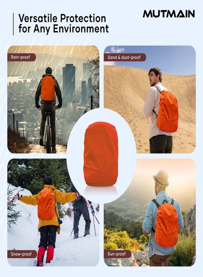 MUTMAIN Bag Cover Waterproof 25L to 35L PU Coated Rain Cover for Backpack with Adjustable Buckle, Dust Proof School Bag, Laptop Bag, Office Bag Cover (Orange) - Image 4