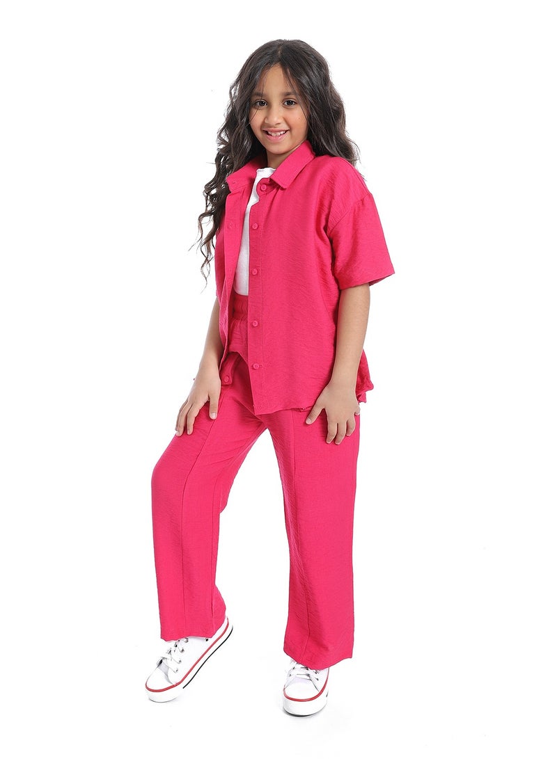 Caesar Girls' half-sleeved suit with front buttons - Image 2