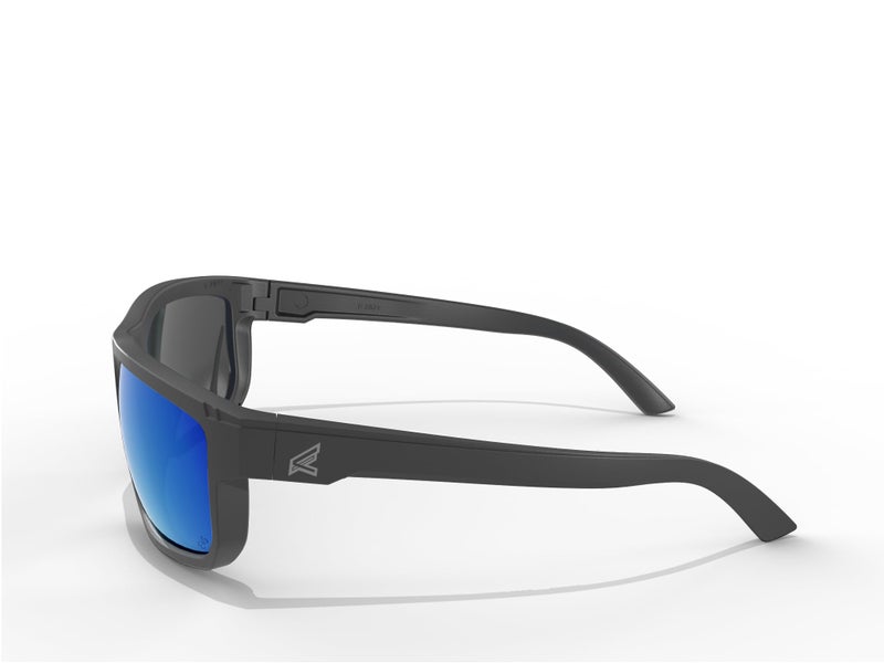 Edge نظارات شمسية أمان EDGE Defiance Z87 Wayfarer (أسود غير لامع، مرآة زرقاء دقيقة مستقطبة) ، نظارات أمان مستقطبة، مقاومة للكسر، مطابقة لمعايير ANSI لنظارات الرجال… - Image 3