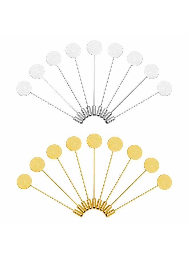 Oubaka 60Pcs Flat Round Tray Lapel Pin,Stainless Steel Safety Pins Stick Pins Brooch Pin Needle Suit Tie Hat pin Scarf Badge for DIY Costume Jewellery Making Accessories - Image 1