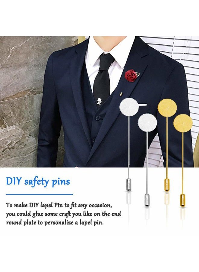 Oubaka 60Pcs Flat Round Tray Lapel Pin,Stainless Steel Safety Pins Stick Pins Brooch Pin Needle Suit Tie Hat pin Scarf Badge for DIY Costume Jewellery Making Accessories - Image 3