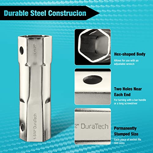 DURATECH Shower Valve Socket Wrench Set with Bar Handle for Removing Tub & Shower Valve，5-Piece, includes 21/32”x 27/32”, 29/32”x 31/32”, 1-1/32” x1-3/32”, 1-5/32”x1-9/32”, 1-11/32”x 1-7/16” - Image 3