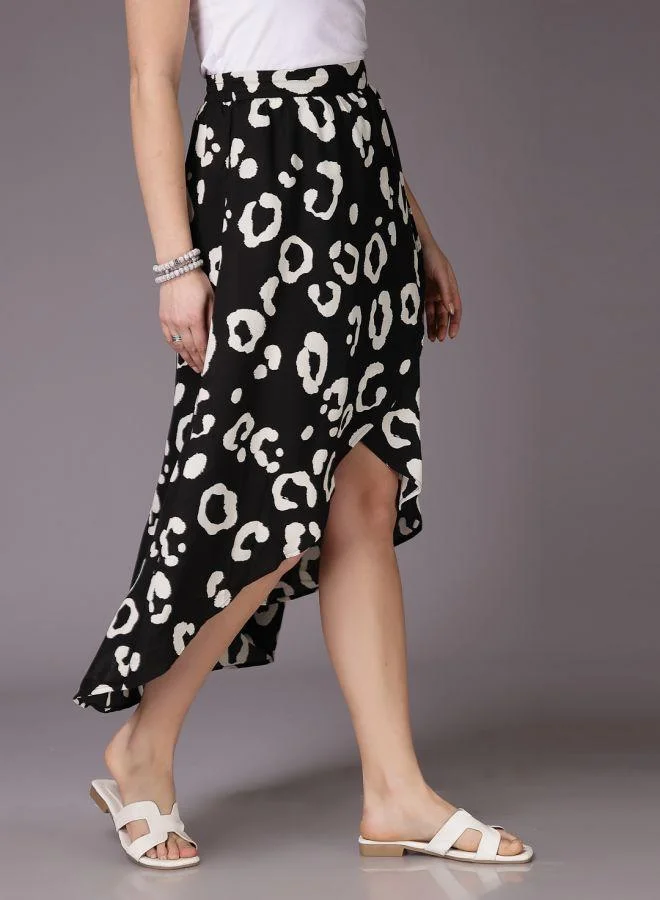 Freehand  Women Flared Casual Animal Print Asymmetric Skirt for Women | Best Price UAE