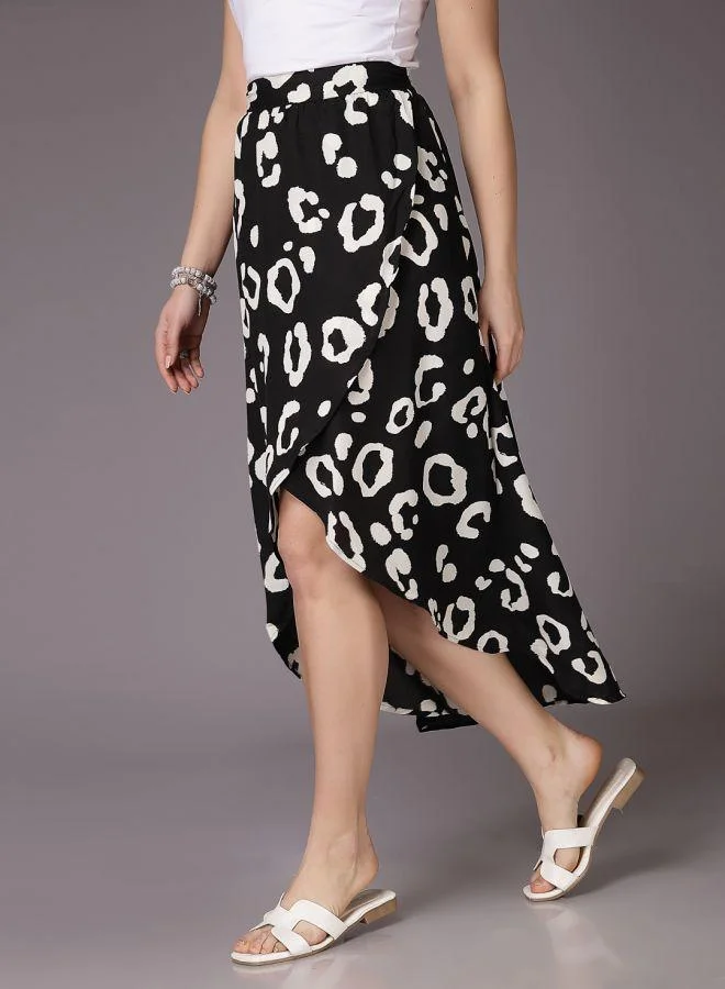 Freehand  Women Flared Casual Animal Print Asymmetric Skirt for Women | Best Price UAE