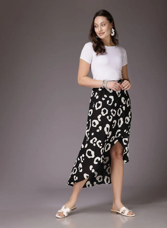 Freehand  Women Flared Casual Animal Print Asymmetric Skirt for Women | Best Price UAE