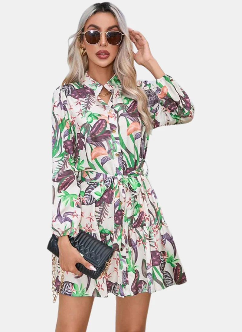 يونيكي White Printed Mini Dress