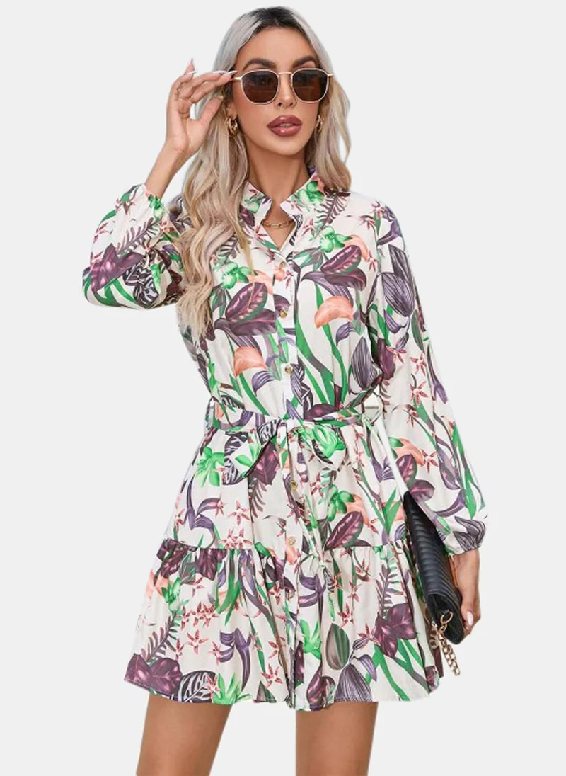 يونيكي White Printed Mini Dress