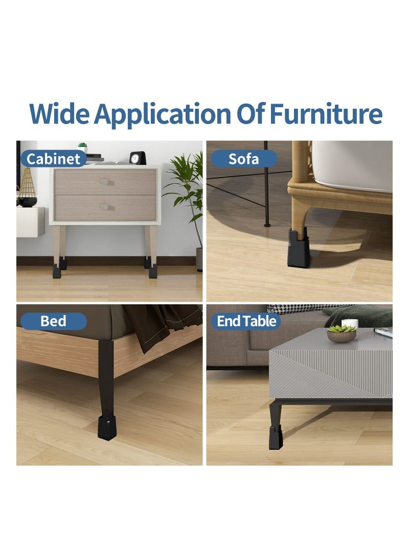 Y&D 4PCS Adjustable Aluminium Alloy Sofa Legs, 3 Inch Round Furniture Legs Heavy-Duty Cabinet Replacement Screw-In for Desk Table Chair Bed, Silver - Image 2