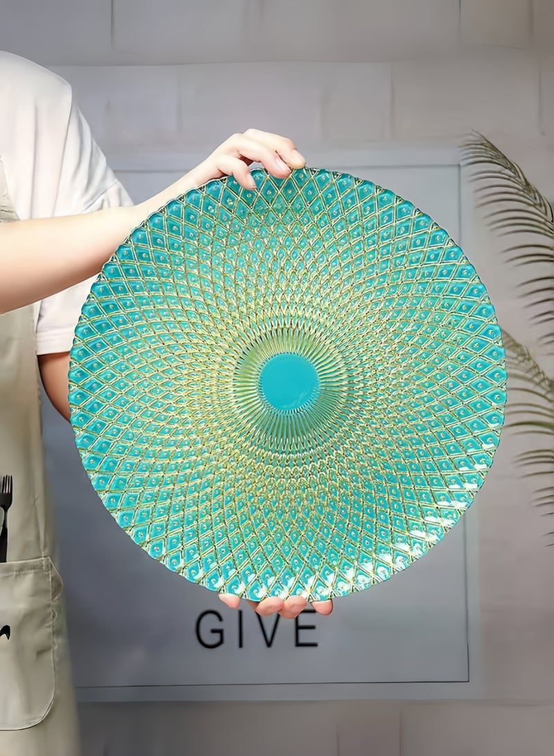 نيهاو مجموعة أطباق زجاجية مكونة من 6 قطع، تتضمن 6 × 13 بوصة، مجموعات أدوات مائدة، صديقة للمجمد/ صديقة للبيئة ودرجة الغذاء مع 3 ألوان، مناسبة للمنزل والحفلات وطبق الحلوى وطبق الفاكهة وطبق العشاء - 33 سم - Image 3