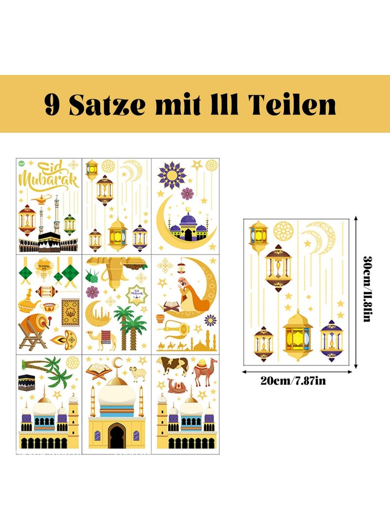 AUTOYSUR ملصقات رمضان للنوافذ، ملصقات النوافذ، ملصقات النوافذ، لوازم الحفلات، زينة السعادة الإسلامية، رمضان، عيد الفطر، ديكورات النوافذ للمنزل، ملصقات النوافذ - Image 4