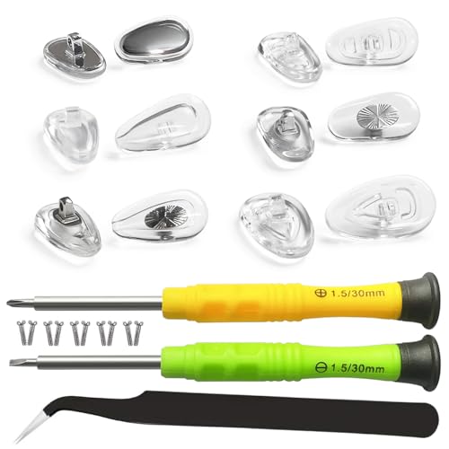 PTSLKHN Screw-in Eyeglass Nose Pads, Glasses Nose Pads Replacement Kit, 12 Pairs of Soft Silicone Nose Pads for Eye Glasses, Sunglasses and Presbyopes - Image 1