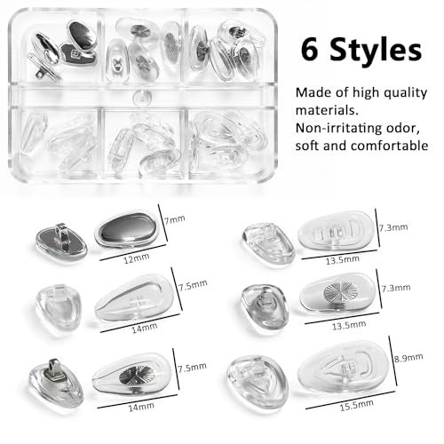 PTSLKHN Screw-in Eyeglass Nose Pads, Glasses Nose Pads Replacement Kit, 12 Pairs of Soft Silicone Nose Pads for Eye Glasses, Sunglasses and Presbyopes - Image 5