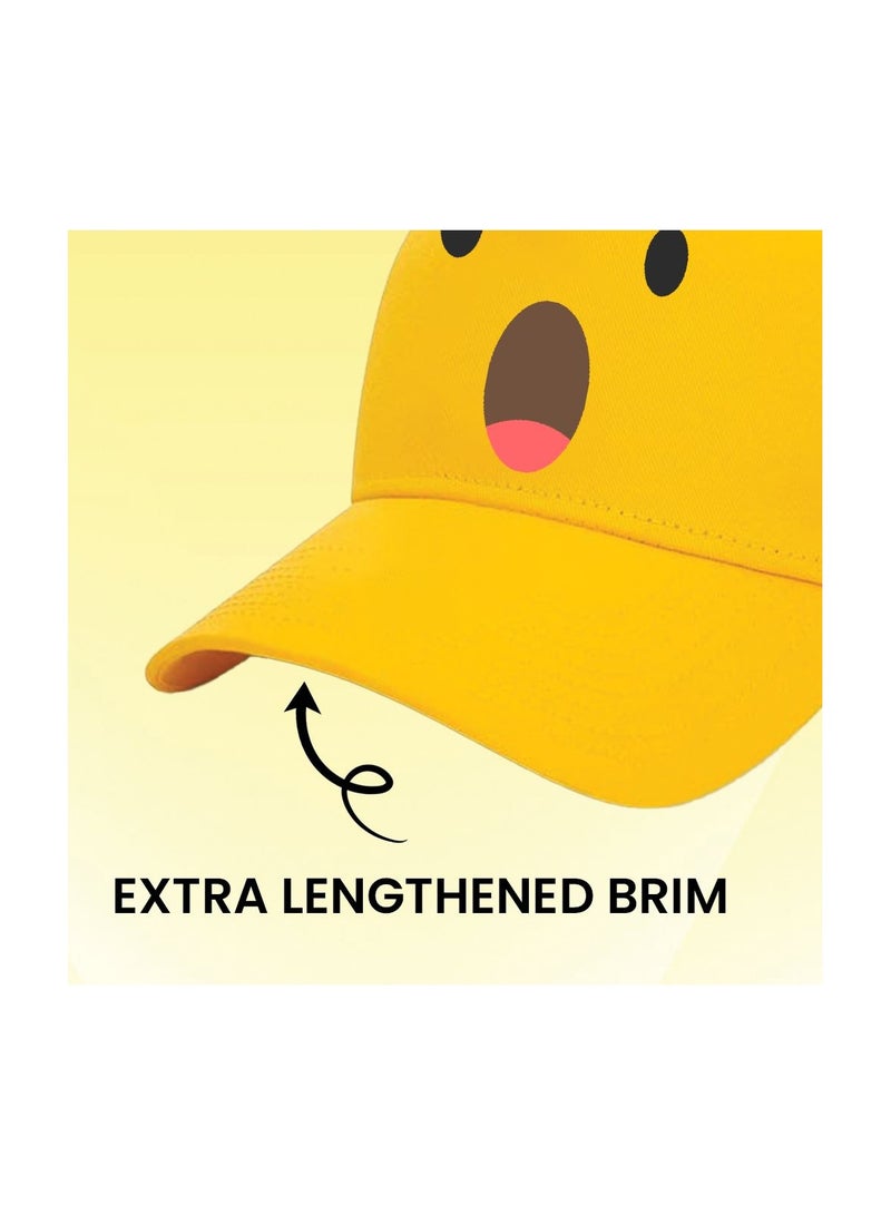 برينت شوب فور مي قبعة شبكية بوجه مبتسم باللون الأصفر للأطفال مع إغلاق بلاستيكي قابل للتعديل - قبعة بيسبول للجنسين للأولاد والبنات - مثالية للأنشطة الخارجية والرياضة - Image 5