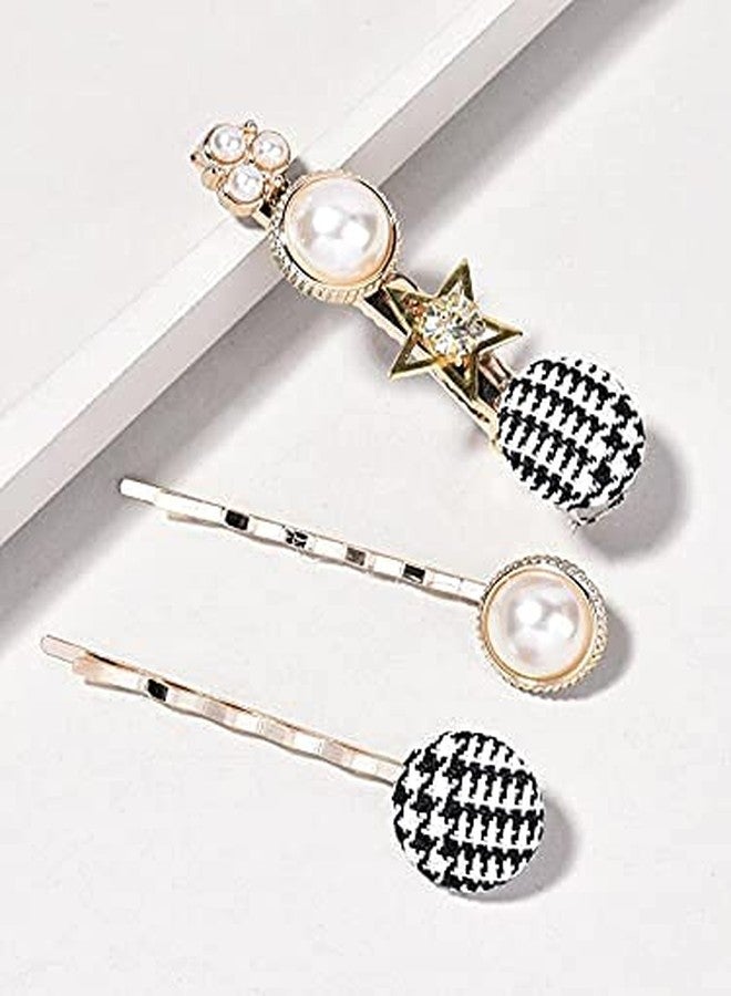 BOTIST 3Pcs Button Hairpin/Styling Hair Pin/Metal Hair Pins/Elegant Pearl Hair Pins For Women & Girls - Image 5