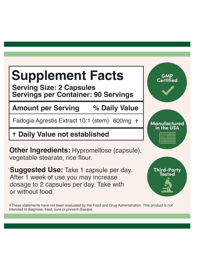 Double Wood Supplements - Double Wood Supplements Fadogia Agrestis Supplement 600 mg 180 capsules - Image 1
