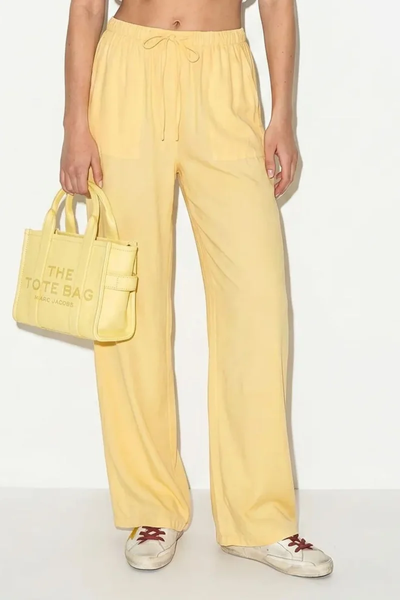 بيانكو لوتشي LUCCI Wide-leg Cotton Trousers With Drawstring Waist